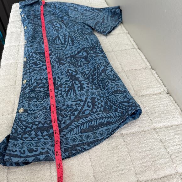 Jack O'Neill Men's XXL Blue Graphic Tribal Print Shirt Short Sleeve Casual - Picture 7 of 11